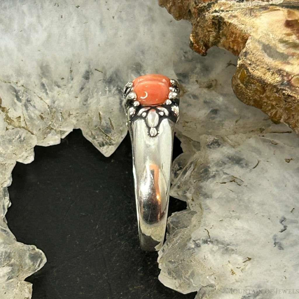 Carolyn Pollack Sterling Silver 3 Oval Angel Skin Coral Ring Size 6 For Women