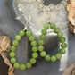 Sterling Silver 15 Rounded Peridot Beads Hoop Dangle Earrings For Women
