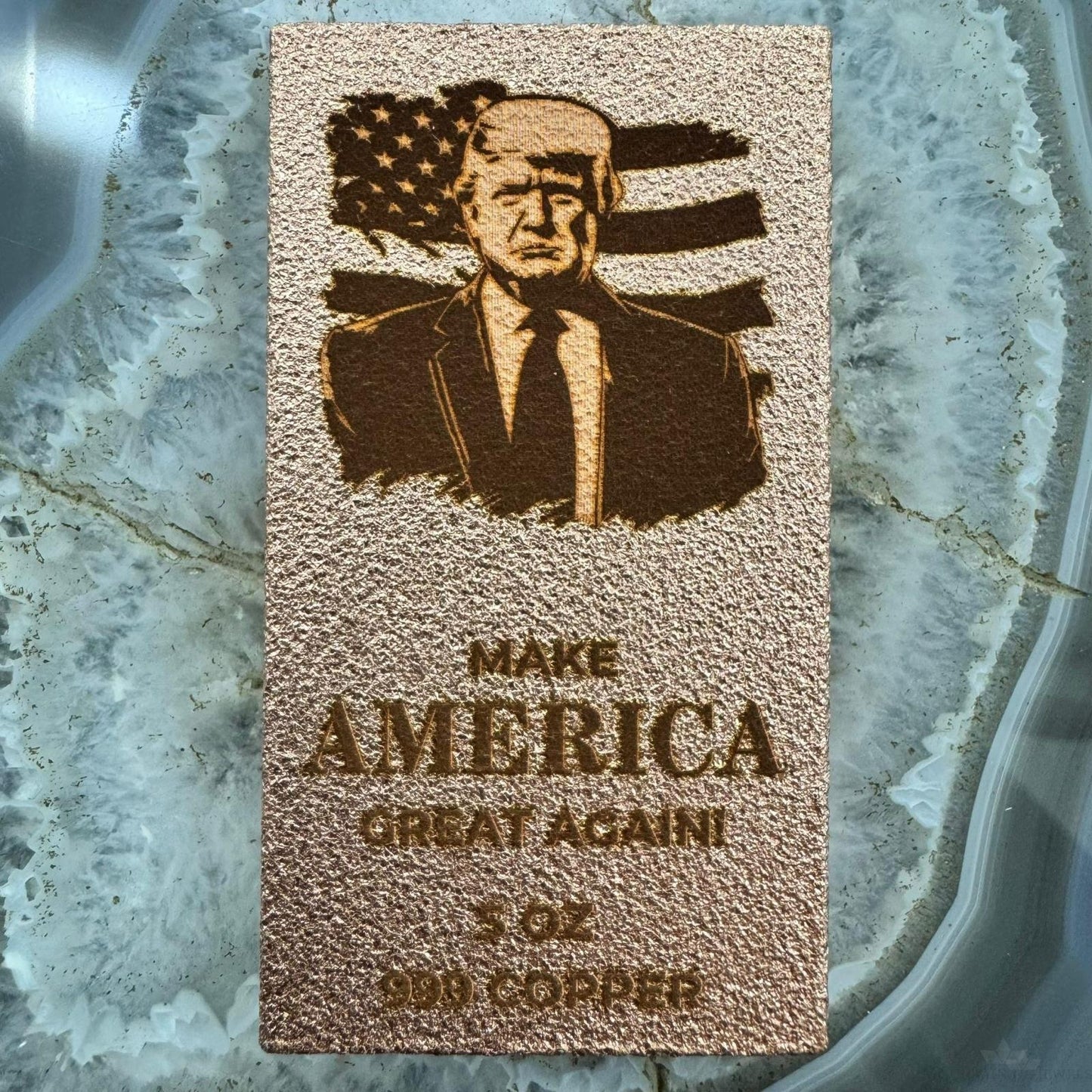 US 5 Ounce .999 Fine Copper Bar Trump Make America Great Again. Mint