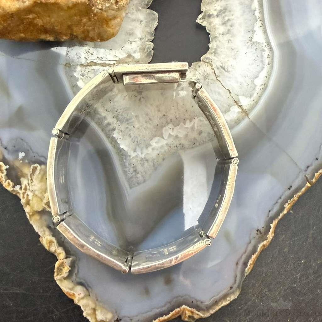 Vintage Kay Yazzie Native American Sterling Silver Overlay Link Bracelet For Women