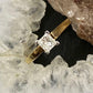 14K Two Tone Gold Solitaire Princes Cut Diamond Ring Size 8.75 For Women