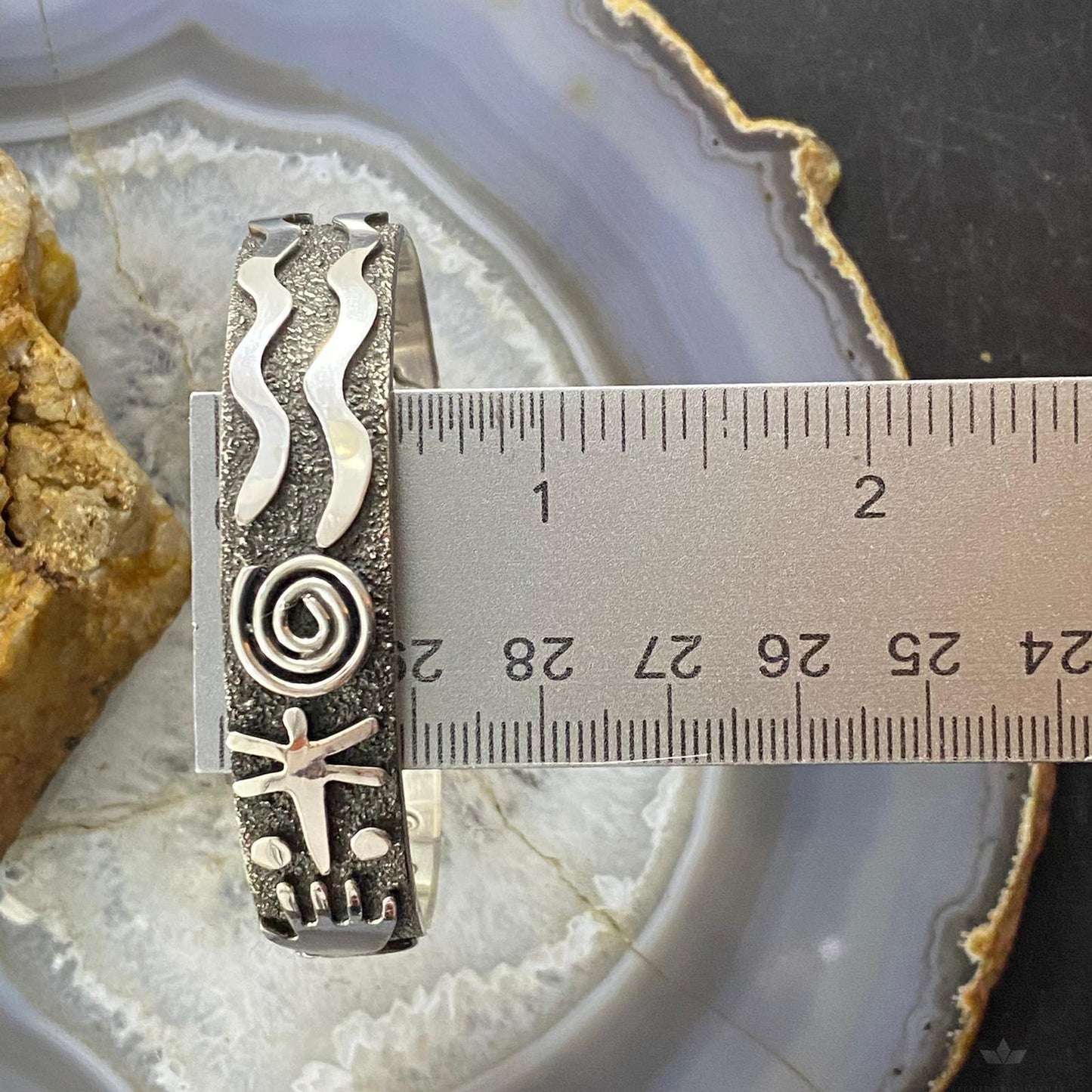 Alex Sanchez Native American Sterling Silver Petroglyph Bracelet For Women #8