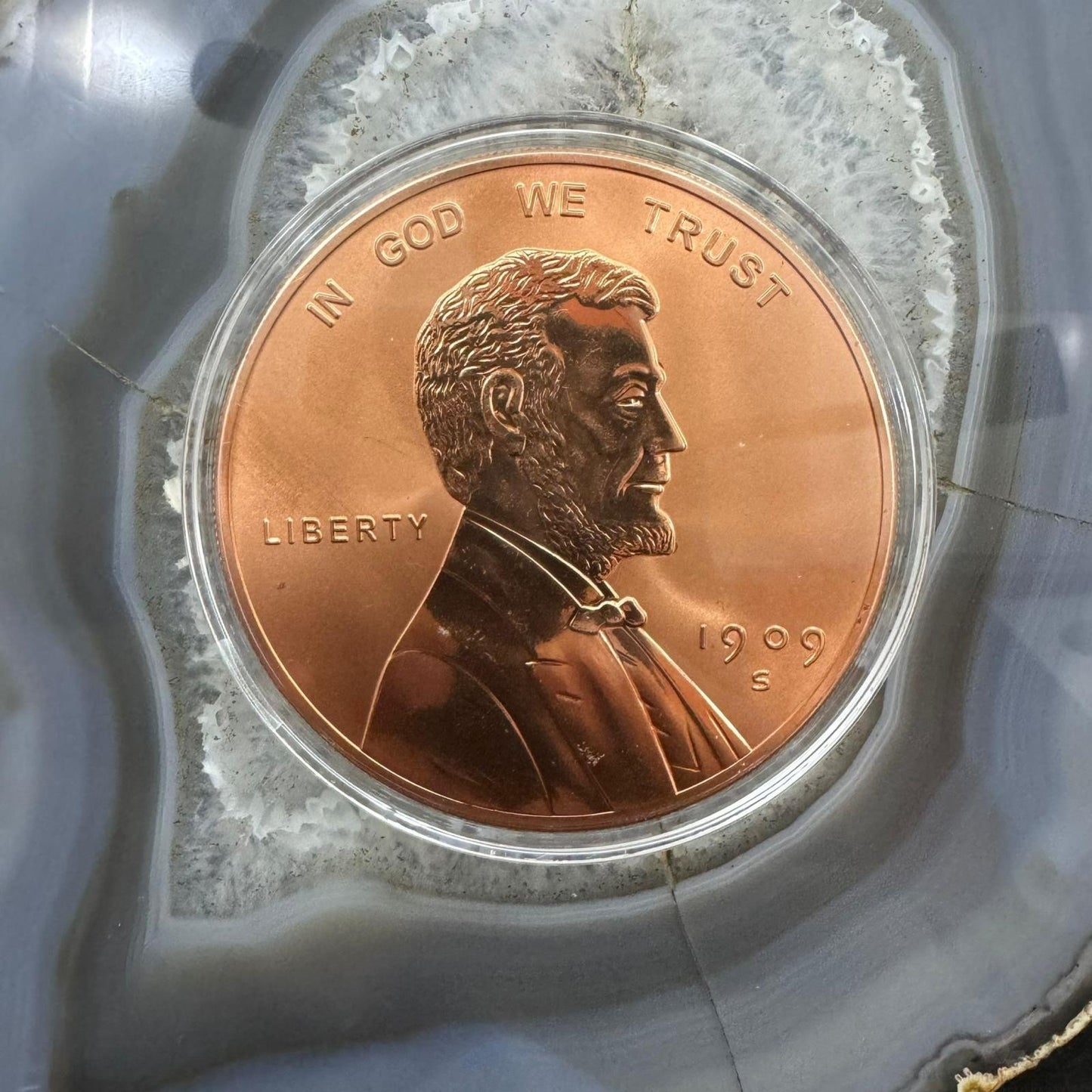 US 5 Ounces .999 Fine Copper Round Lincoln Penny Mint