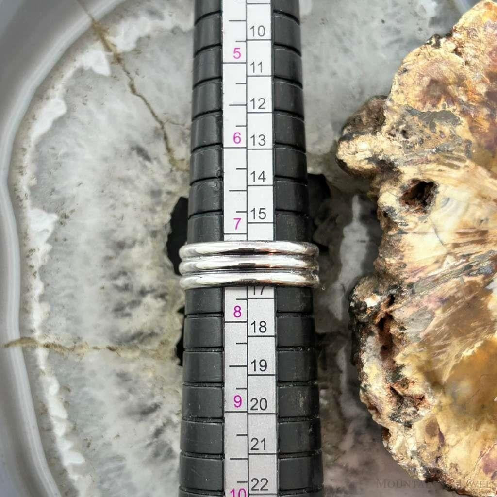 Native American Sterling Silver Rectangle Black Jack Bar Ring Size 7.5 For Women