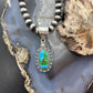 Sterling Silver Southwestern Style Oval Sonora Gold Turquoise Pendant For Women