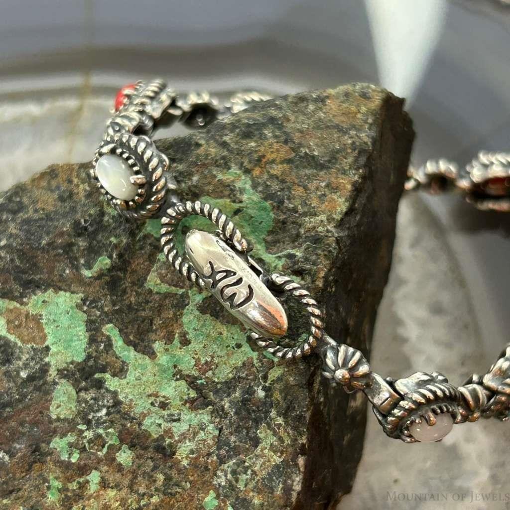 Carolyn Pollack Sterling Silver Multi Gemstone Decorated Link Bracelet For Women