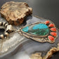 Sterling Silver Southwestern Style Teardrop Malachite Chrysocolla & Spiny Oyster Pendant For Women
