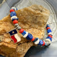 Carolyn Pollack Sterling Silver Multi Gemstone Bead w/Texas Flag Charm Bracelet For Women