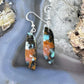 Sterling Silver Tilde Shape Chrysocolla Slab Dangle Earrings For Women #228