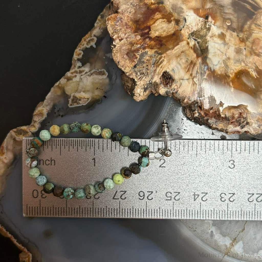 Sterling Silver Faceted Hubei Turquoise Beads Hoop Earrings For Women