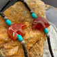 Shube Dakota West Fetish Bear Onyx & Turquoise Beads 24"-27" Necklace For Women