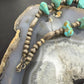 Vintage Sterling Silver Native American Natural Turquoise w/Silver Beads 27" Necklace For Women