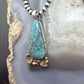 Anthony Lujan Taos Puablo Silver & Brass Triangle Turquoise Pendant For Women