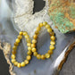 Sterling Silver 6mm Rounded Golden Tiger's Eye Hoop Dangle Earrings For Women