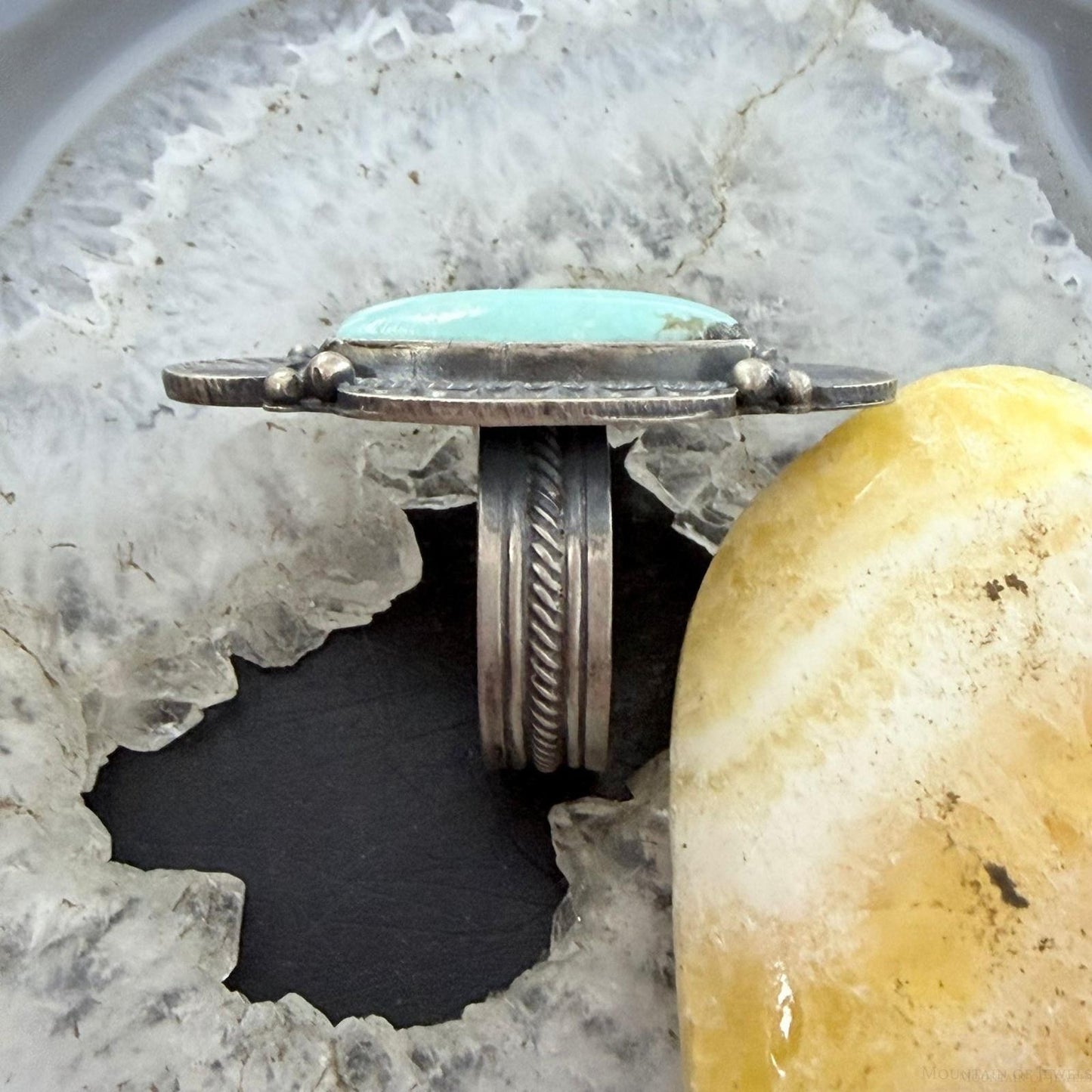 Michael Calladitto Native American Sterling Silver Turquoise Ring Size 8 For Women