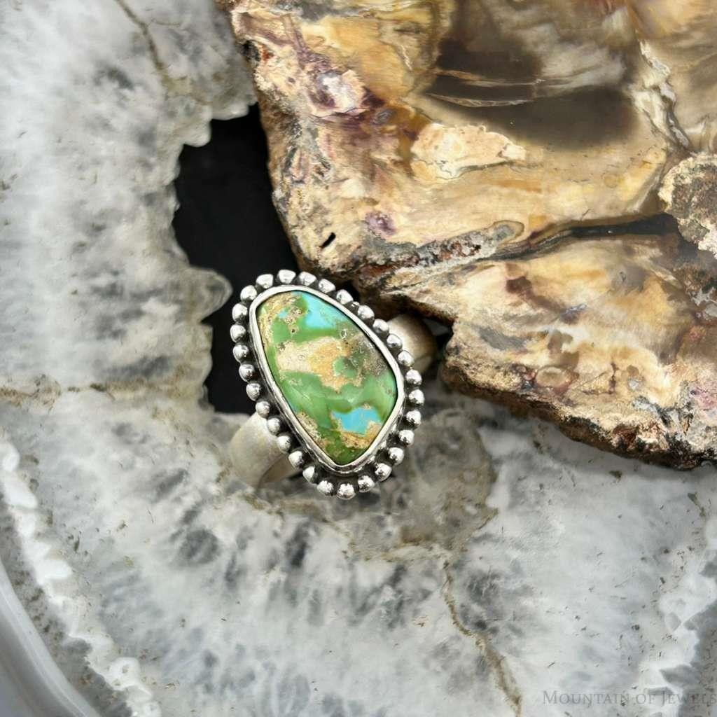 Sterling Silver Southwestern Style Sonora Gold Turquoise Adjustable Ring For Women #4