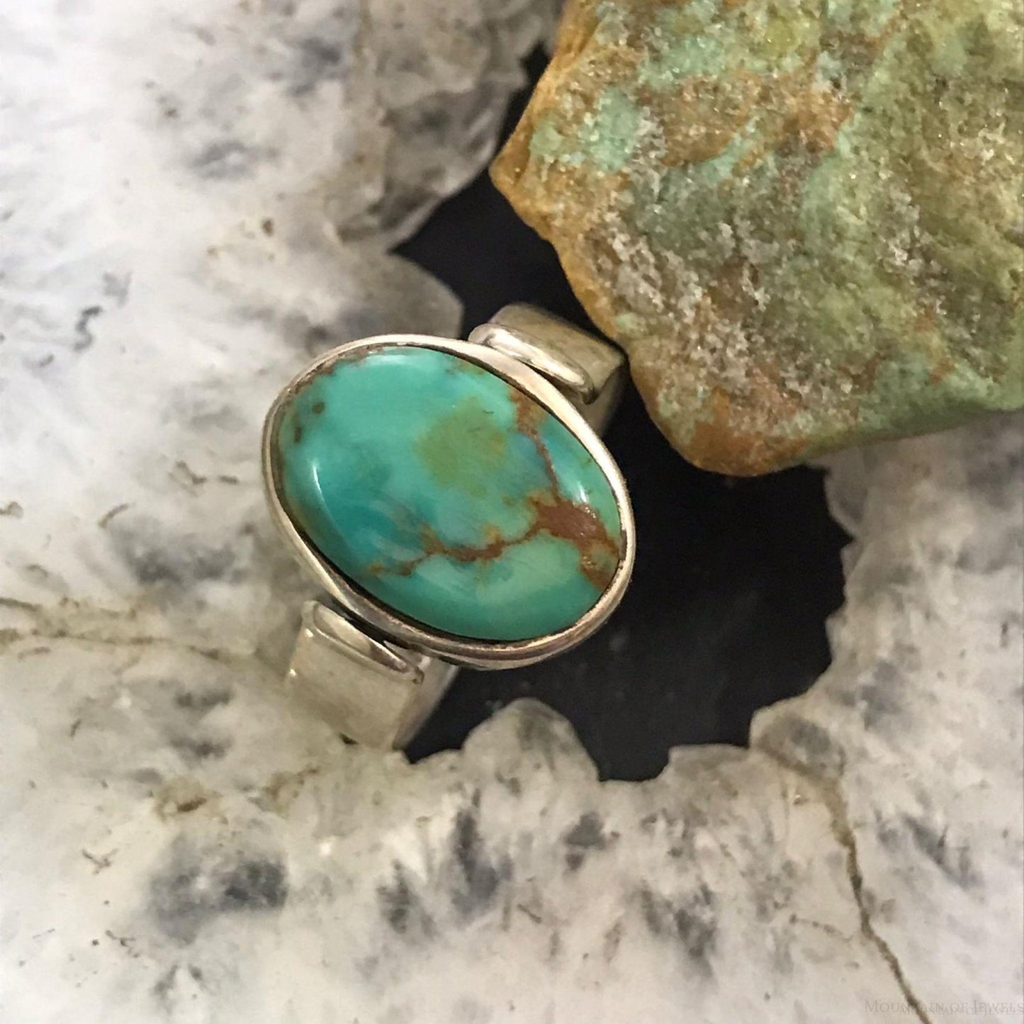 Christin Wolf Vintage Sterling Silver Turquoise & Onyx Reversible Ring Size 8.5 For Women