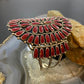 Native American Sterling Silver Block Coral Cluster Decorated Bracelet For Women