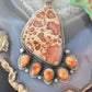 Sterling Silver Southwestern Style Picture Jasper & Spiny Oyster Pendant For Women