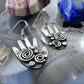 Alex Sanchez Sterling Silver Ancestors Hand Petroglyph Dangle Earrings For Women