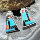 Carolyn Pollack Sterling Silver Trapeze Multistone Inlay Stud Earrings For Women