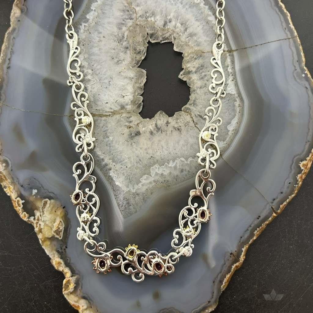 Carolyn Pollack Sterling Silver/Bronze/Brass Ruby & Citrine Necklace For Women