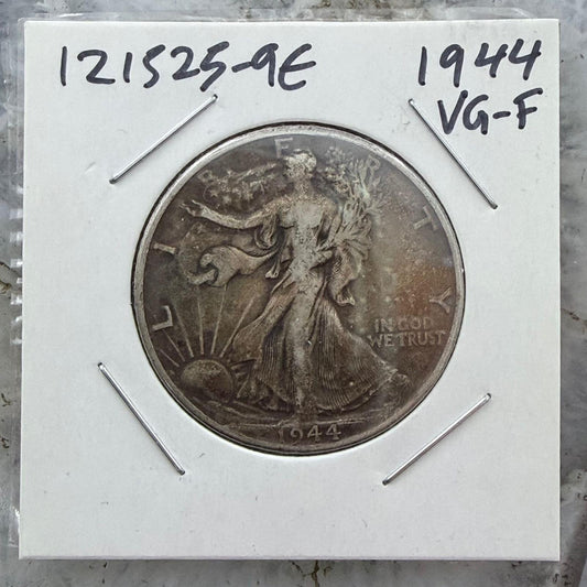1944 US Walking Liberty Half Dollar 90% Silver VG-F #121725-9E