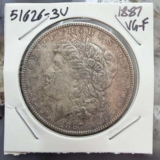 1887 US 90% Morgan Silver Dollar VG-F #51626-3U