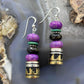 Tommy & Rosita Singer Sterling Silver Charoite & Onyx Bead Dangle Earrings For Women