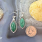 Sterling Silver Southwestern Style Marquise Malachite Dangle Earrings For Women