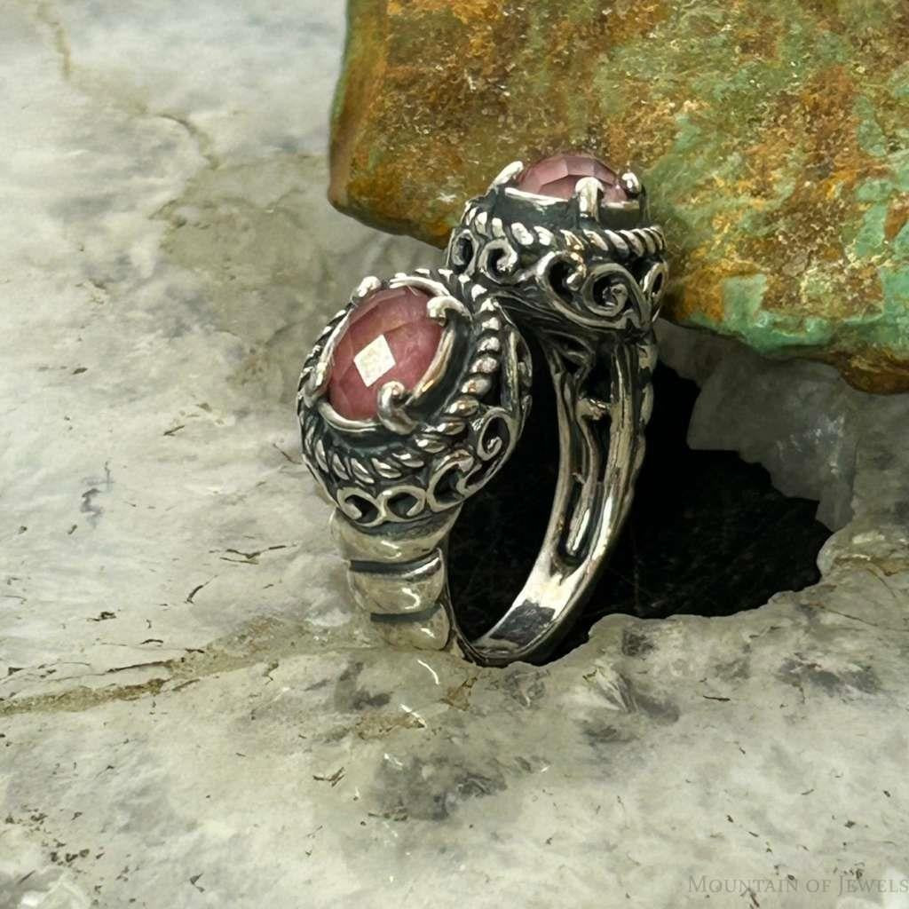 Carolyn Pollack Sterling Silver Faceted Rhodochrosite Doublet Ring Size 6 For Women