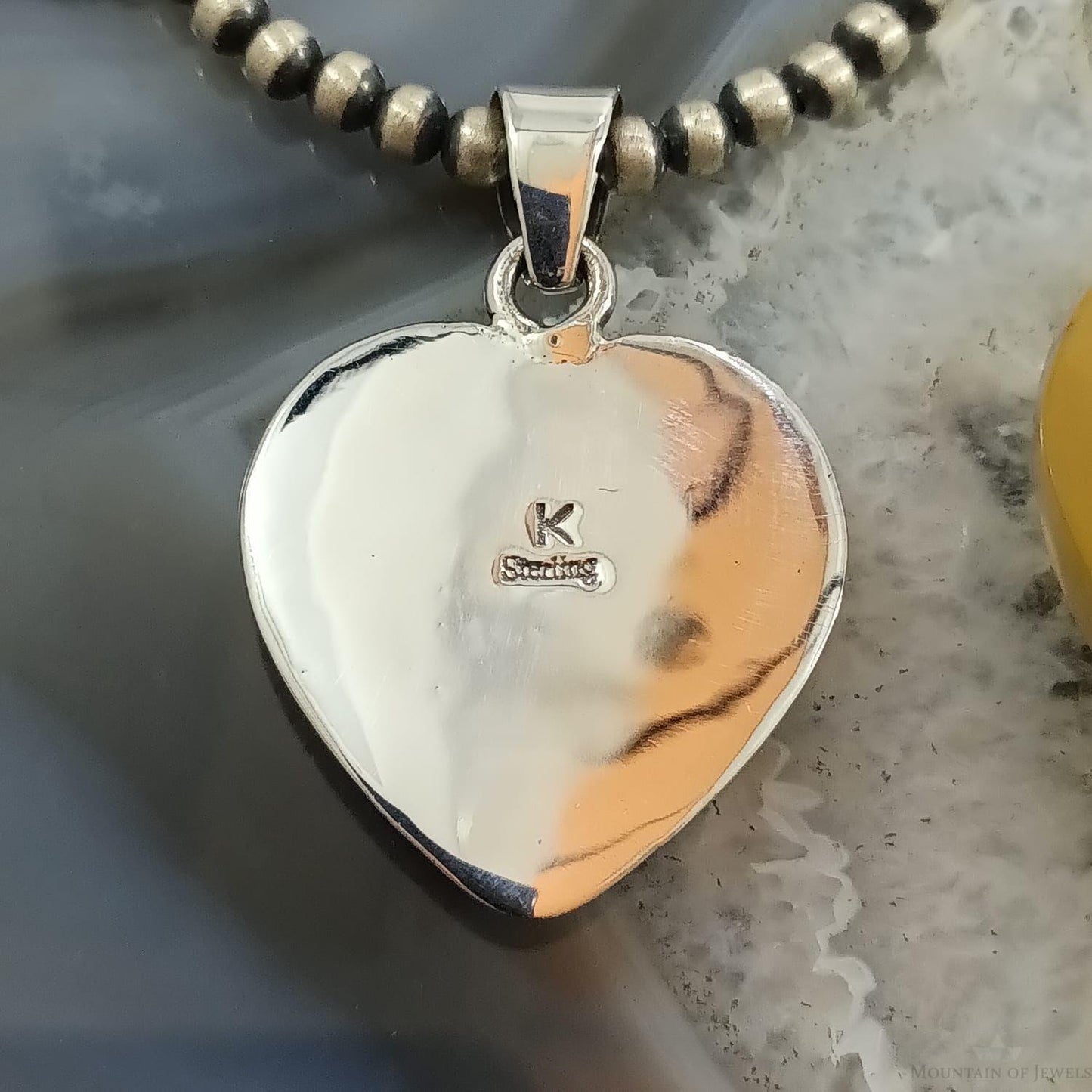 Native American Sterling Silver Bumblebee Jasper Heart Pendant For Women #1