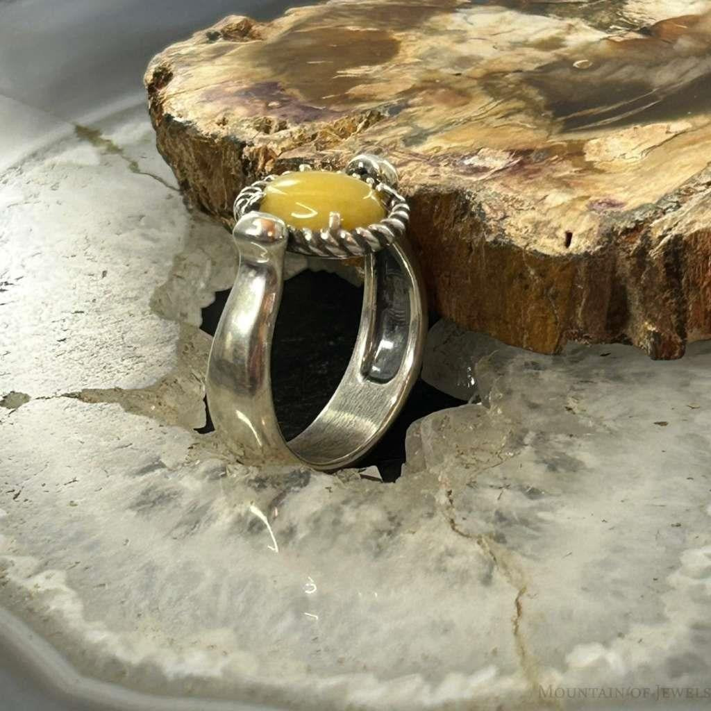 Carolyn Pollack Sterling Silver Oval Yellow Jasper Size 8 Reversible Ring For Women