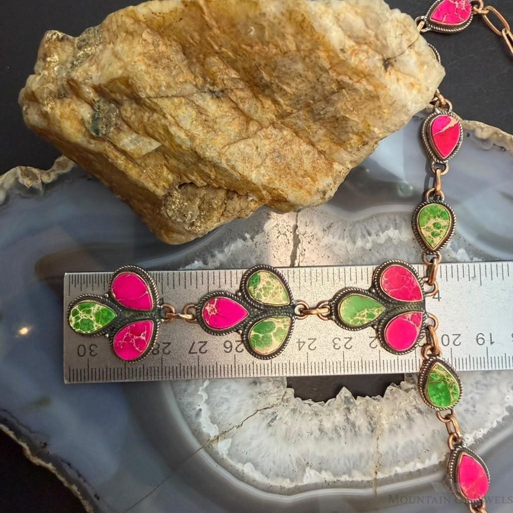 Copper Southwestern Style Sediment Jasper Lariat 22" Necklace For Women