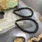 Sterling Silver 4mm Onyx Beads Hoop Dangle Earrings For Women