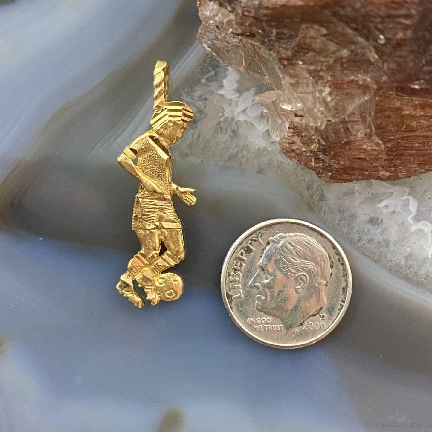 14K Yellow Gold Soccer Player Charm For Fans and Players