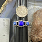 Carolyn Pollack Southwestern Style Sterling Silver Lapis Lazuli & Denim Lapis Decorated Ring For Women