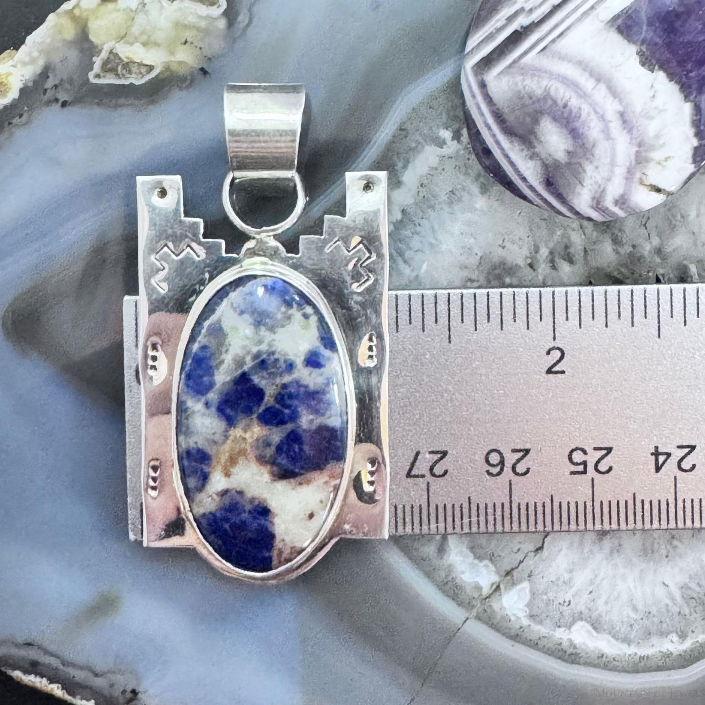 Frank Chavez Native American Sterling Silver Oval Sodalite Unisex Pendant