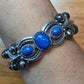 Carolyn Pollack Sterling Silver  Navajo Pearl Bead 3 Denim Lapis Link Bracelet For Women