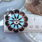 Delwin Gasper Zuni Sterling Silver Multistone Inlay Sunface Pendant/Brooch For Women