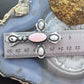 Richard Yazza Sterling Silver Oval Pink Conch Decorated Unisex Cross Pendant