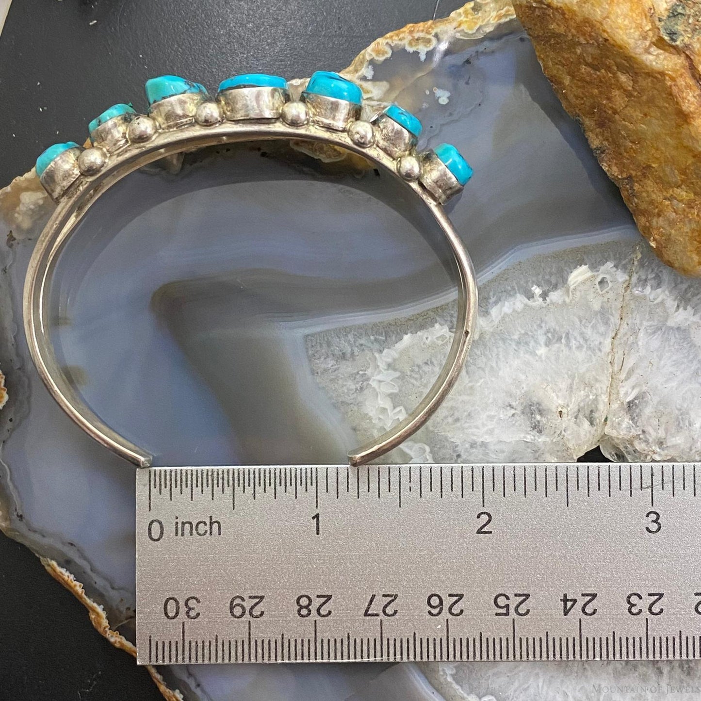 Ramona Loloma Vintage Native American Sterling Silver Graduated Turquoise Unisex Bracelet