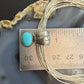 Vintage Liquid Silver 10 Strands w/Pendant Bear & Turquoise Necklace For Women