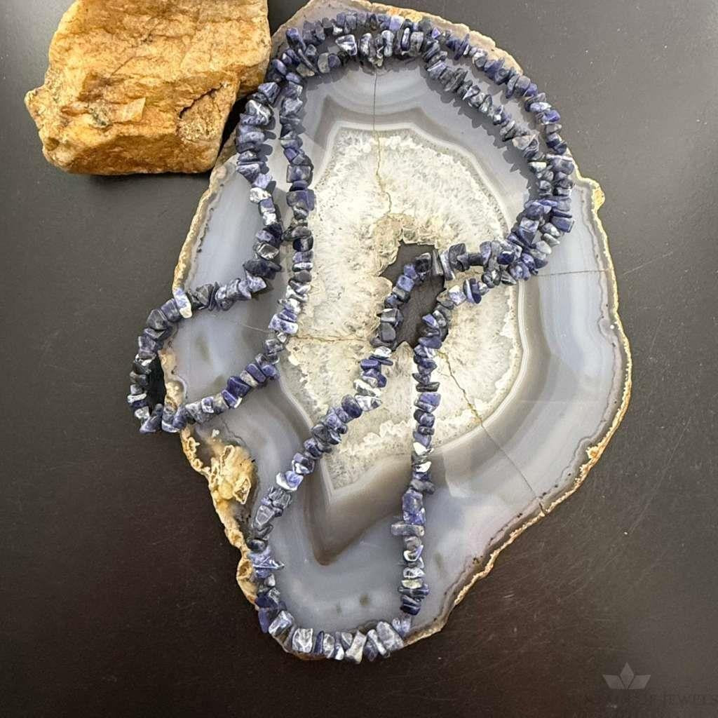 Denim Lapis Natural Beads 34" Necklace For Women