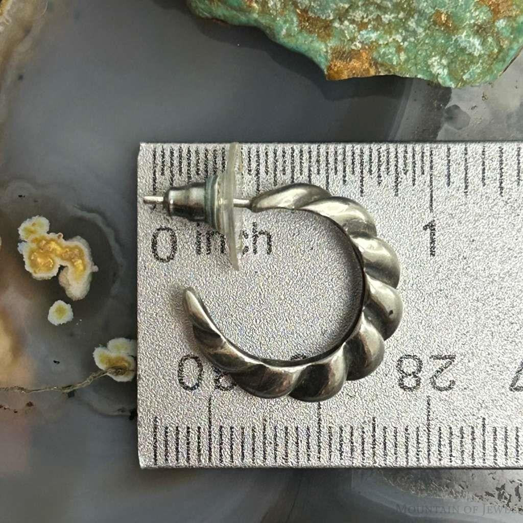 Sterling Silver Twisted Half Huggie Hoop Earrings For Women