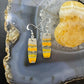 Sterling Silver Elongated Barrel Bumblebee Jasper Slab Dangle Earrings For Women #204