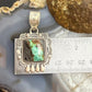 Sterling Silver Southwestern Style Square Blackjack Turquoise Decorated Pendant For Women
