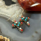Sterling Silver Southwestern Style Multi-Stone Cross Dangle Earrings For Women