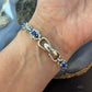Carolyn Pollack Sterling Silver Lapis Decorated Foldover Link Bracelet For Women
