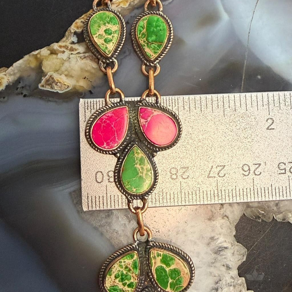 Copper Southwestern Style Sediment Jasper Lariat 22" Necklace For Women